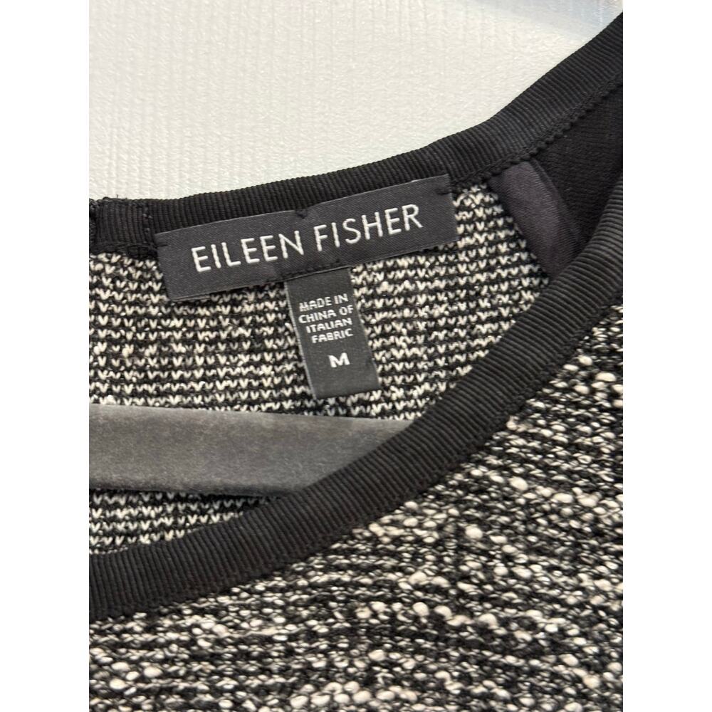 Eileen Fisher Sleeveless Tweed Dress Womens M Colorblock Gray Black Sheath - Picture 4 of 6